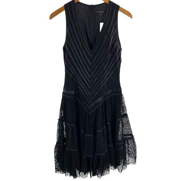 Strenesse Size 6 Black Lace Luxury Cocktail Dress Whimsigoth 100% Silk Victorian - Picture 1 of 11